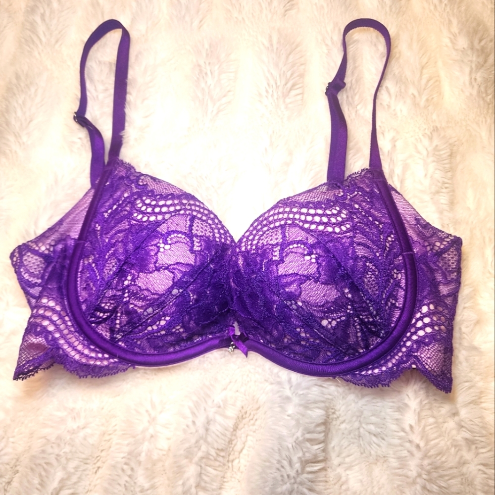 Victoria's Secret 34b Plunge Purple Lace Sexy Bra